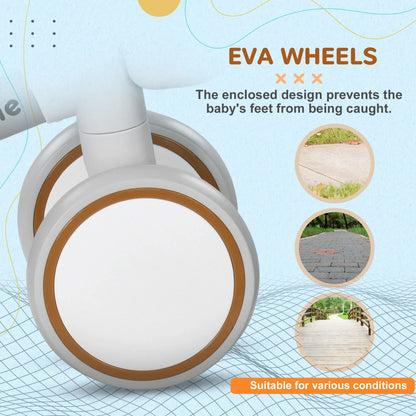 Toddler Balance Bike, Adjustable Seat, Removable Basket, 4 Wheels, Brown Riding & Rocking Toys at Gallery Canada