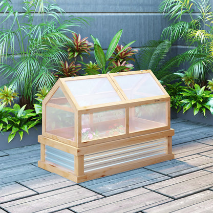 Raised Garden Bed Kit, Greenhouse Wooden Planter, 48" x 24" x 32", Natural Cold Frame Greenhouses at Gallery Canada