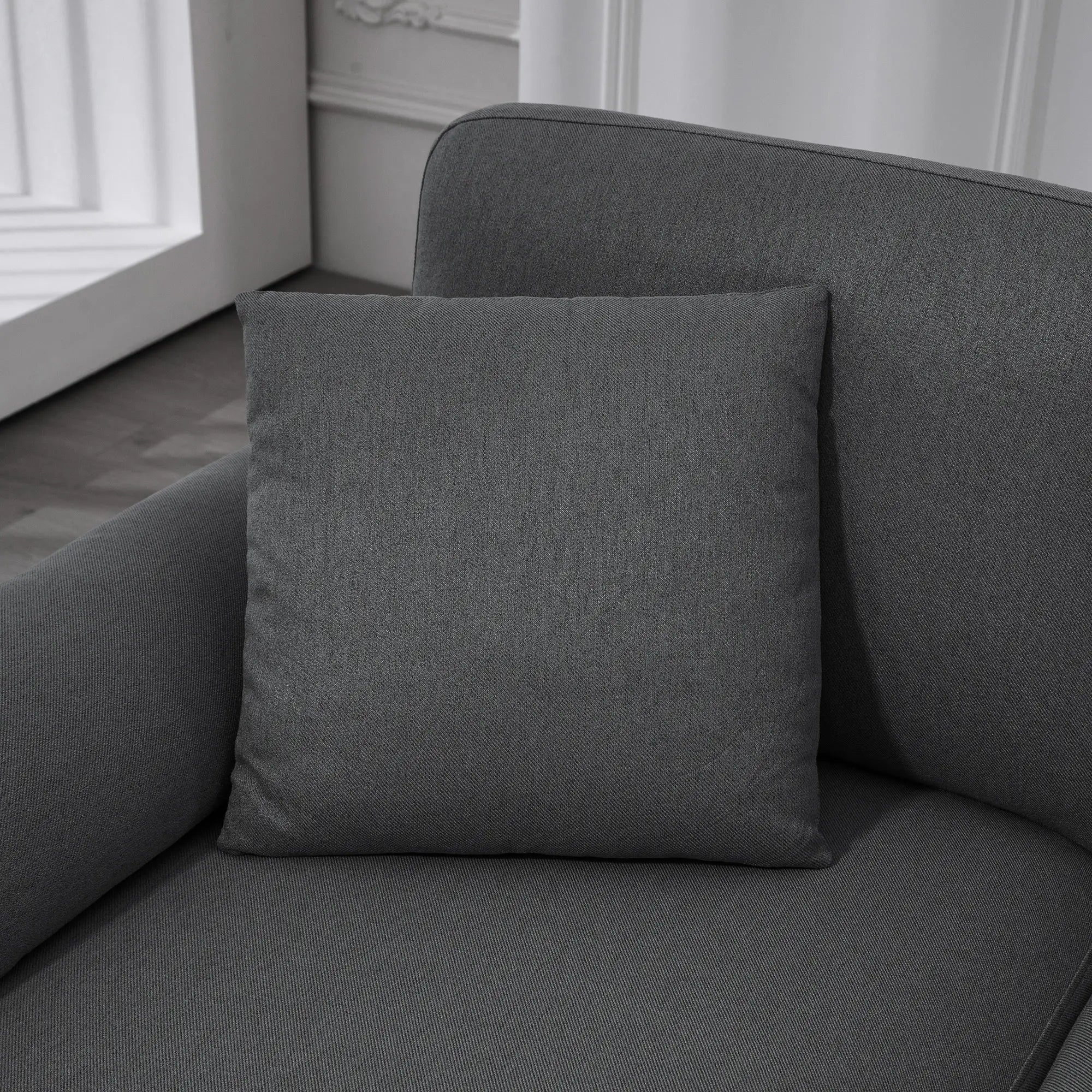 L-Shape Sofa, Modern Sectional Couch with Chaise Lounge, Dark Grey 3-Seater Sofas at Gallery Canada