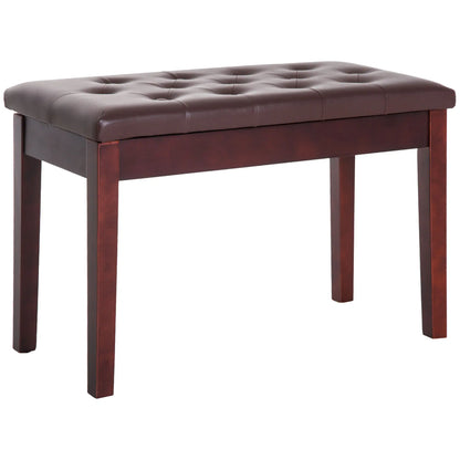 Faux Leather Padded Piano Bench, Double, Music Storage, Brown Piano Benches at Gallery Canada