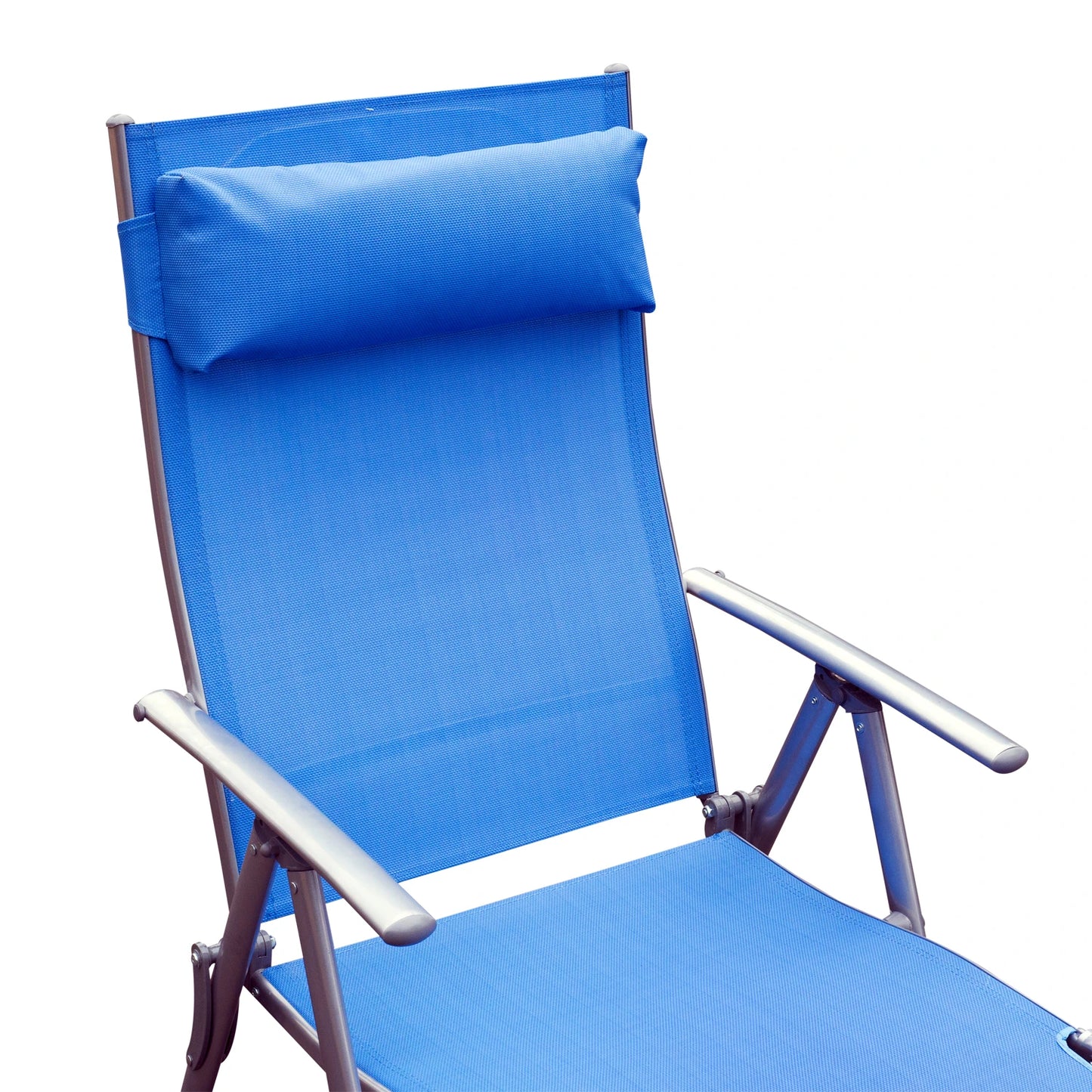 Heavy Duty Adjustable Folding Reclining Chair, Outdoor Sun Lounger, Blue Lounger Chairs at Gallery Canada