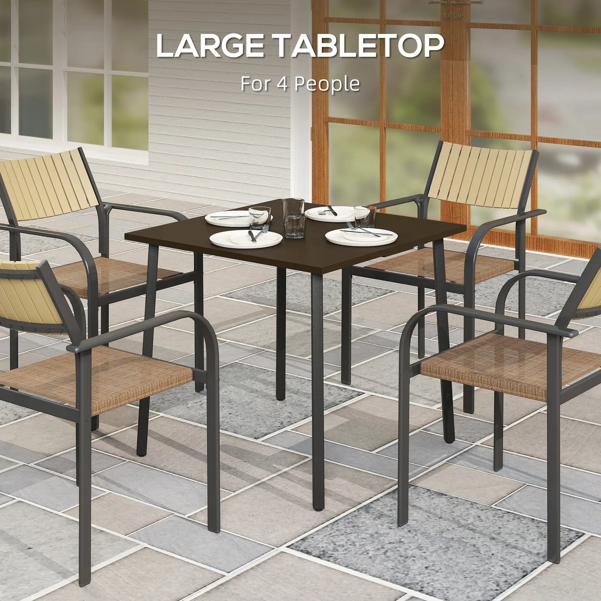 Patio Dining Table, Umbrella Hole, 4-Person, Aluminum Legs, 31.5" x 31.5", Brown Patio Dinning Tables at Gallery Canada