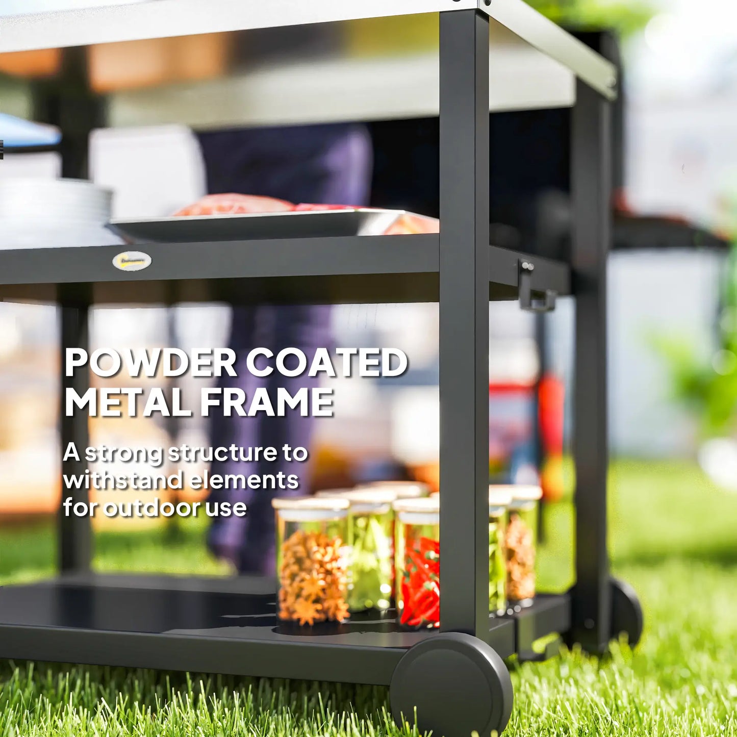 3-Shelf Outdoor Grill Cart, Stainless Steel Top, Movable BBQ Table, Charcoal Grey Outdoor Grill Carts at Gallery Canada
