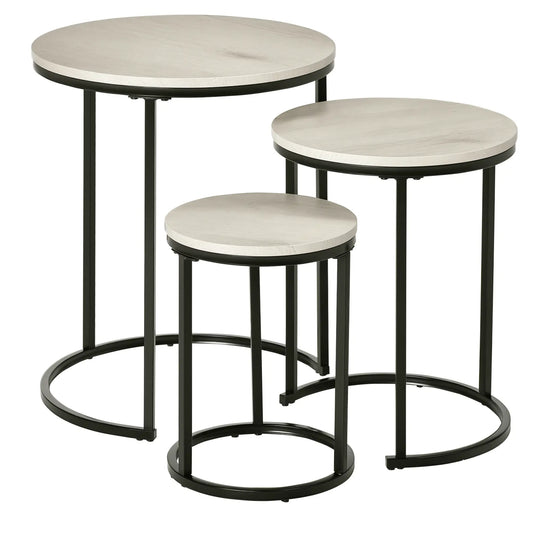 Round Nesting Tables Set of 3, Steel Frame, Living Room, Grey Side Tables Grey at Gallery Canada