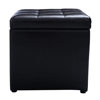 Foldable Cube Ottoman Pouffe Storage Seat, Black Ottomans at Gallery Canada