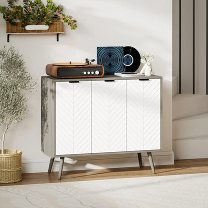 Modern Sideboard Buffet, Dining Room Cabinet, Adjustable Shelves, 3 Doors, Grey Storage Cabinets at Gallery Canada