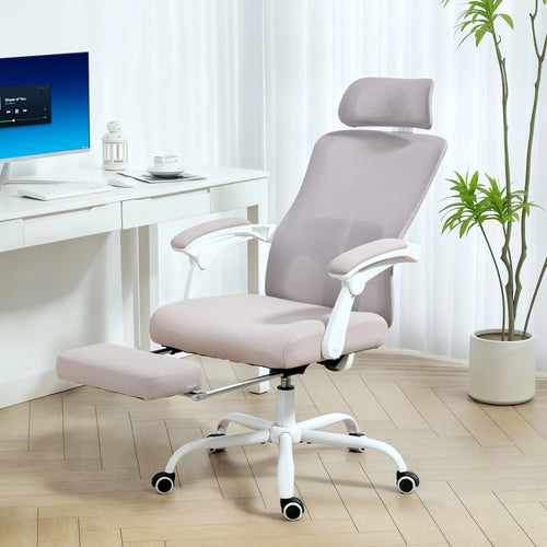 Ergonomic Office Chair, Mesh Reclining Desk Chair, Adjustable Lumbar Support, Headrest, Grey