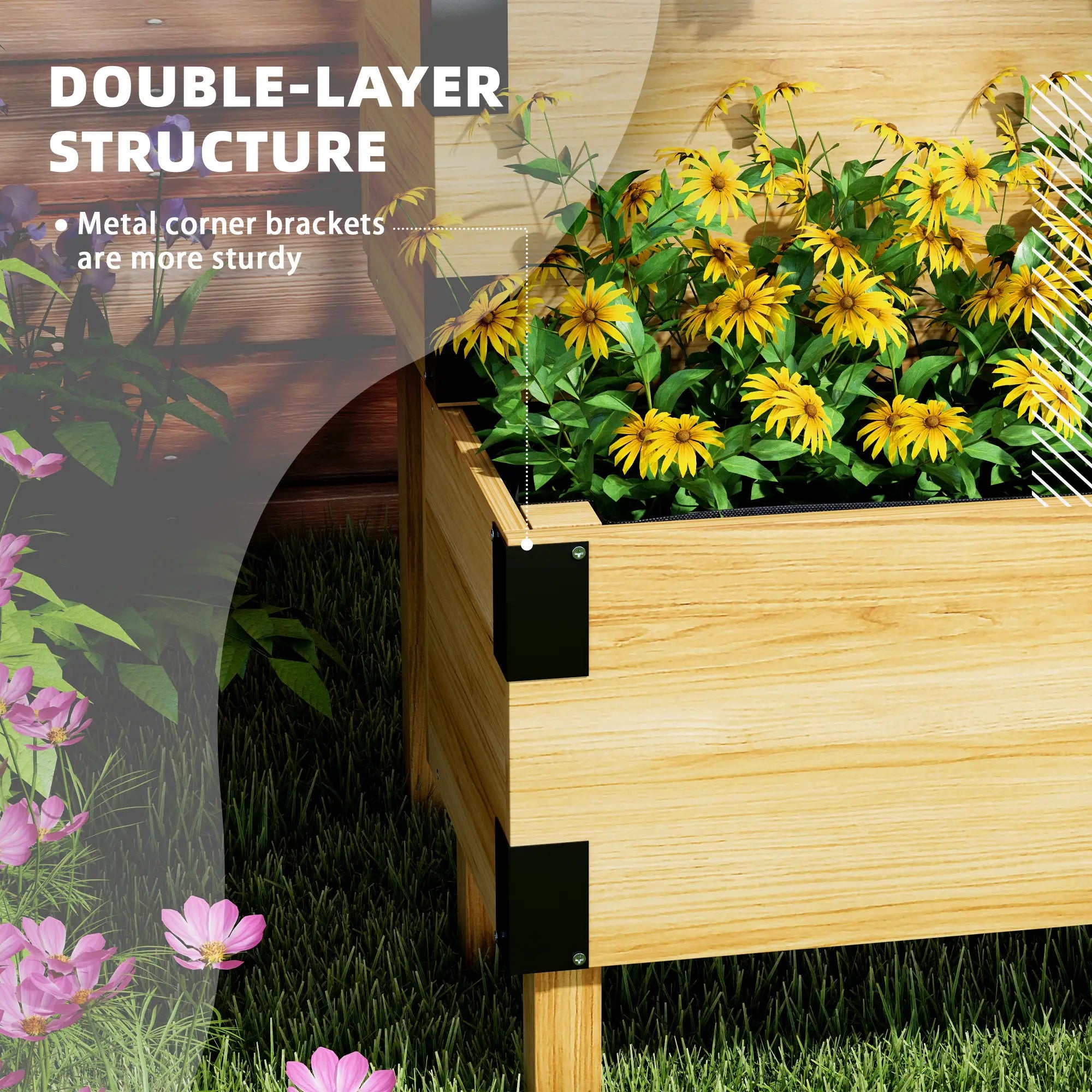 Raised Garden Bed With Trellis, 2 Tier Wooden Elevated Planter Box Elevated Garden Beds at Gallery Canada