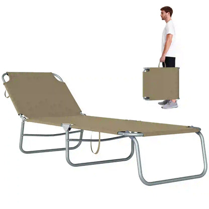 Folding Outdoor Lounge Chair, Reclining Tanning Chair, Brown Lounger Chairs at Gallery Canada