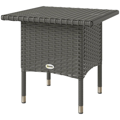 20" Square Outdoor Side Table, Grey Woven Top, Grey