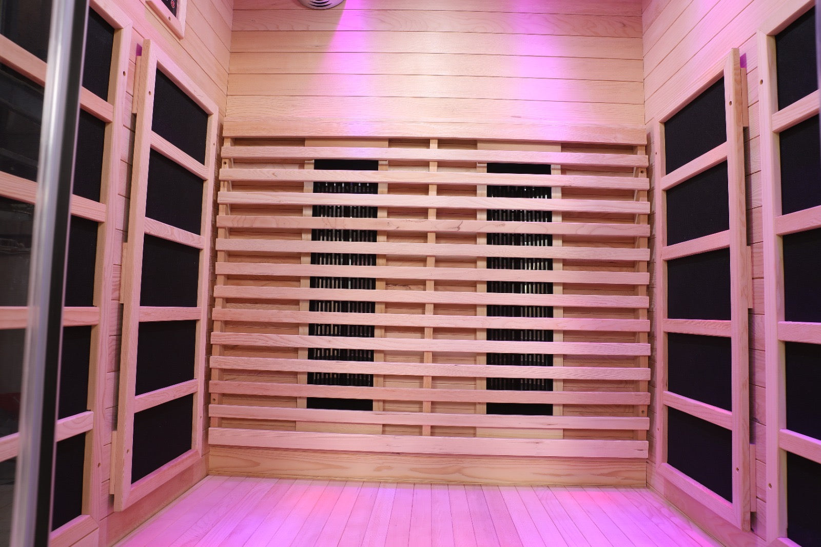 Venetian 2-Person Full Spectrum Indoor Premium Canadian Hemlock Low EMF Sauna 10 Heaters Chromotherapy Reflexology Saunas at Gallery Canada
