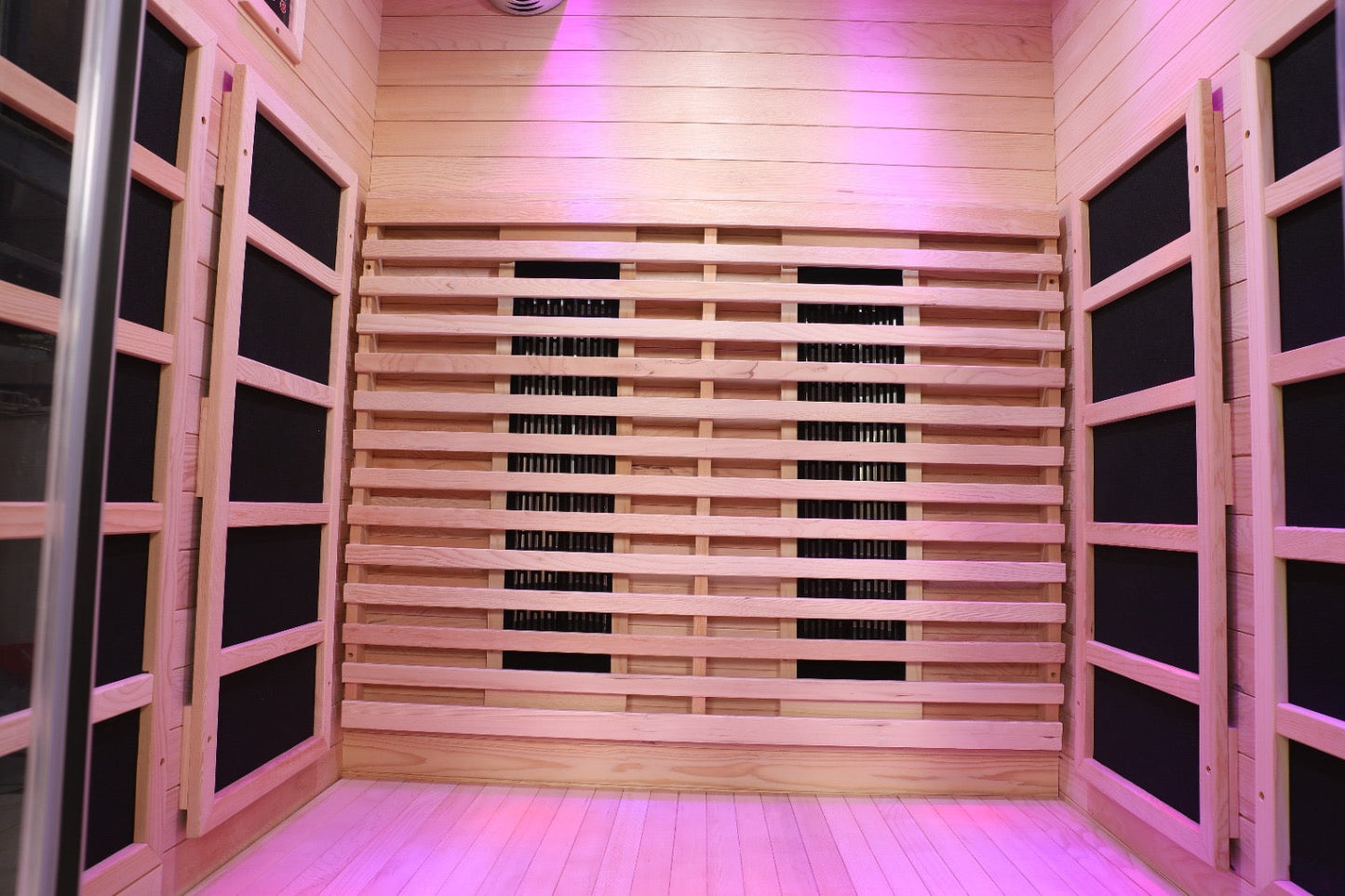 Venetian 2-Person Full Spectrum Indoor Premium Canadian Hemlock Low EMF Sauna 10 Heaters Chromotherapy Reflexology Saunas at Gallery Canada