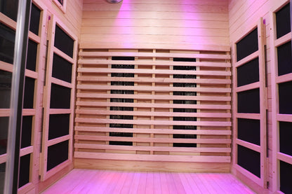 Venetian 2-Person Full Spectrum Indoor Premium Canadian Hemlock Low EMF Sauna 10 Heaters Chromotherapy Reflexology Saunas at Gallery Canada