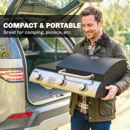 3 Burner Portable Propane Gas Grill Griddle, 28,500 BTU, Black Propane Gas Grills at Gallery Canada