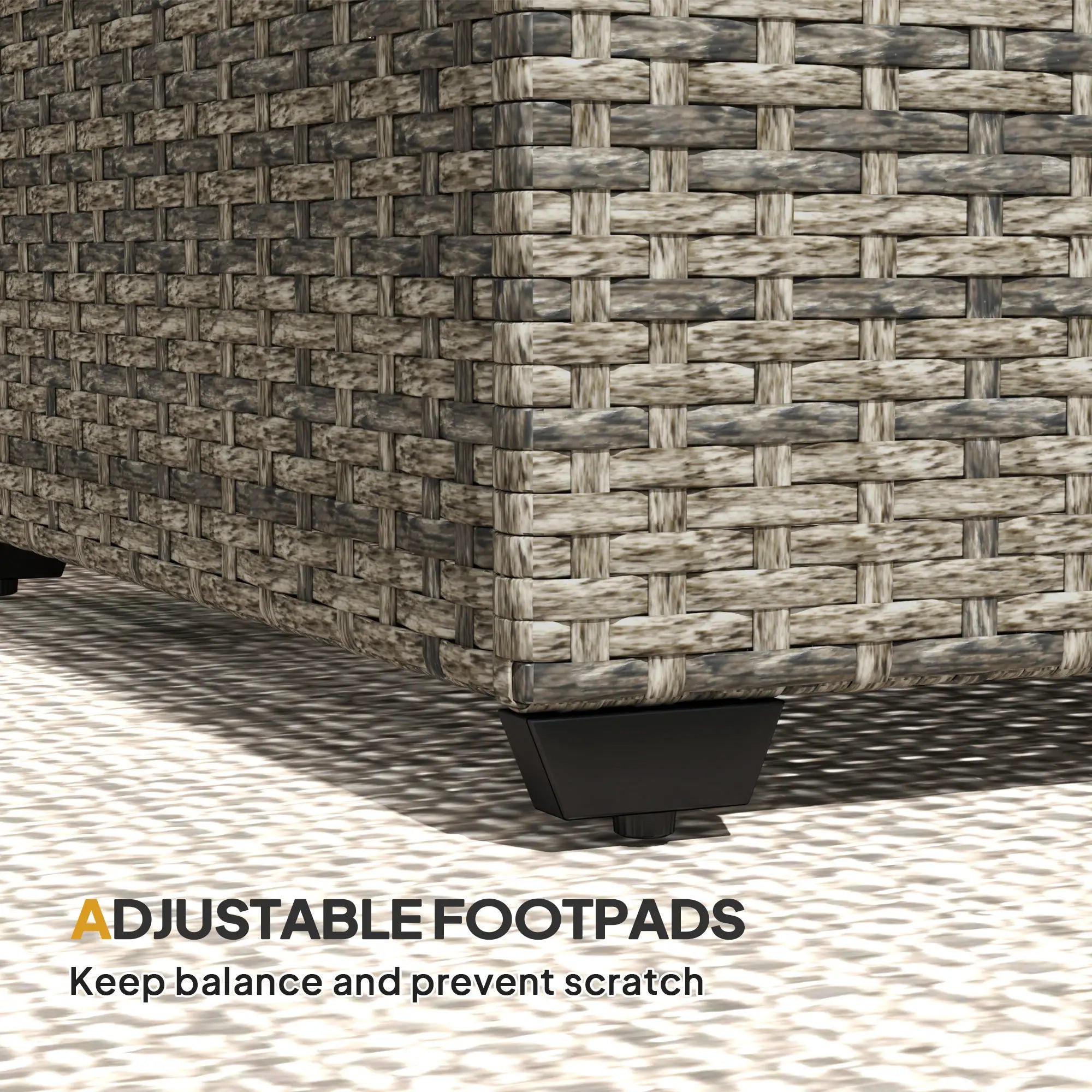 PE Wicker Outdoor Coffee Table, Rectangular Patio Table With Tempered Glass Top, Dark Grey Patio Side Tables at Gallery Canada