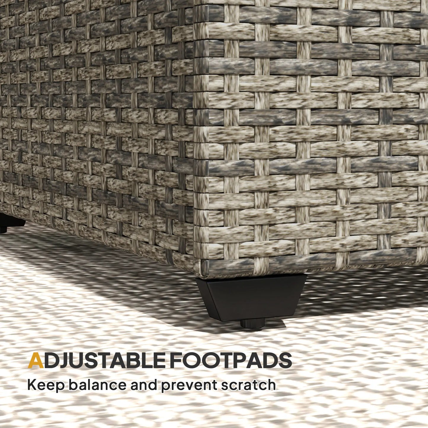 PE Wicker Outdoor Coffee Table, Rectangular Patio Table With Tempered Glass Top, Dark Grey Patio Side Tables at Gallery Canada