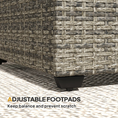 PE Wicker Outdoor Coffee Table, Rectangular Patio Table With Tempered Glass Top, Dark Grey Patio Side Tables at Gallery Canada