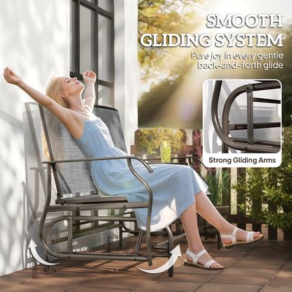Outdoor Glider Rocking Chair, 2 Person Loveseat, Garden Bench, Grey Outdoor Gliders at Gallery Canada