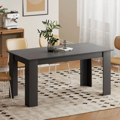 63" Kitchen Table for 4-6 People, Wood Effect, Black Dining Tables at Gallery Canada
