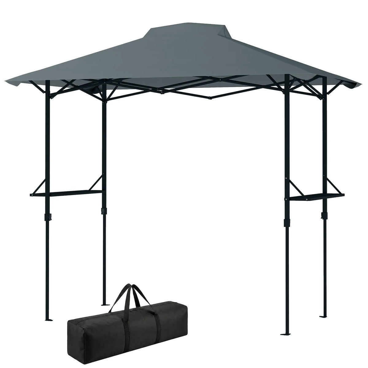 5 x 8.5 ft Pop Up Grill Gazebo, 2 Shelves, UPF 50+, Dark Grey