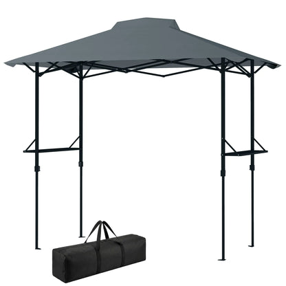 5 x 8.5 ft Pop Up Grill Gazebo, 2 Shelves, UPF 50+, Dark Grey