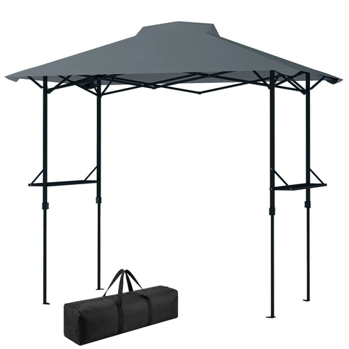 5 x 8.5 ft Pop Up Grill Gazebo, 2 Shelves, UPF 50+, Dark Grey
