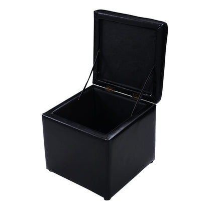 Foldable Cube Ottoman Pouffe Storage Seat, Black Ottomans at Gallery Canada
