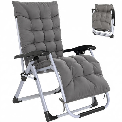 Reclining Zero Gravity Chair, Adjustable Backrest, Folding Sun Lounger, Removable Cushion, Headrest, Dark Grey