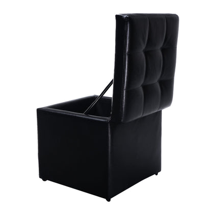 Foldable Cube Ottoman Pouffe Storage Seat, Black Ottomans at Gallery Canada