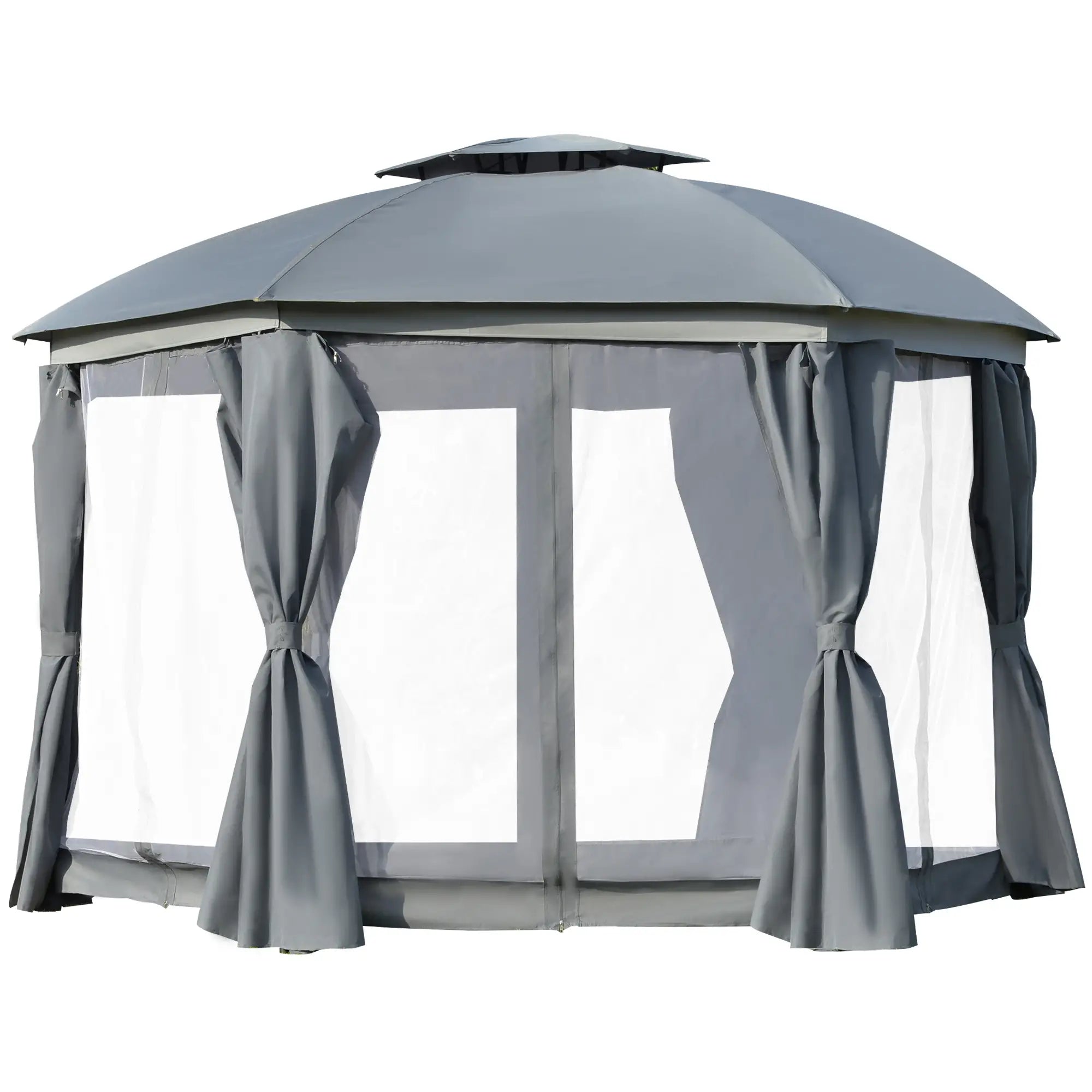 12' x 12' Outdoor Gazebo, Dome Canopy, Netting Sidewalls, Dark Grey Gazebos at Gallery Canada