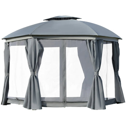 12' x 12' Outdoor Gazebo, Dome Canopy, Netting Sidewalls, Dark Grey Gazebos at Gallery Canada