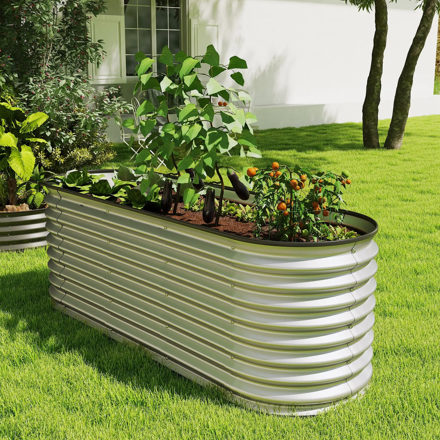 Galvanized Raised Garden Bed, 6X2X2 Ft, Silver Galvanized Planter Boxes at Gallery Canada