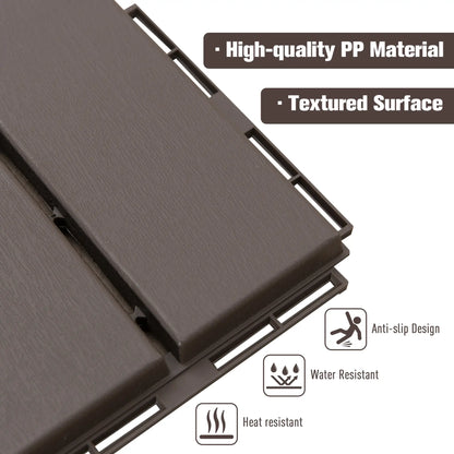 9 Pcs PP Interlocking Deck Tile, 12" x 12", Indoor Outdoor Use, Brown Deck Tiles at Gallery Canada
