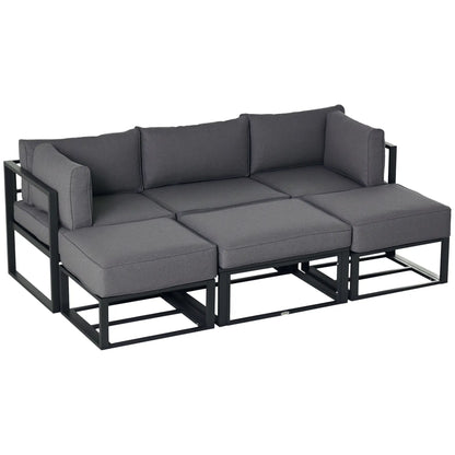 6 Piece Patio Furniture Set, Sectional Outdoor Daybed, Aluminum Frame, Grey Patio Furniture Sets at Gallery Canada