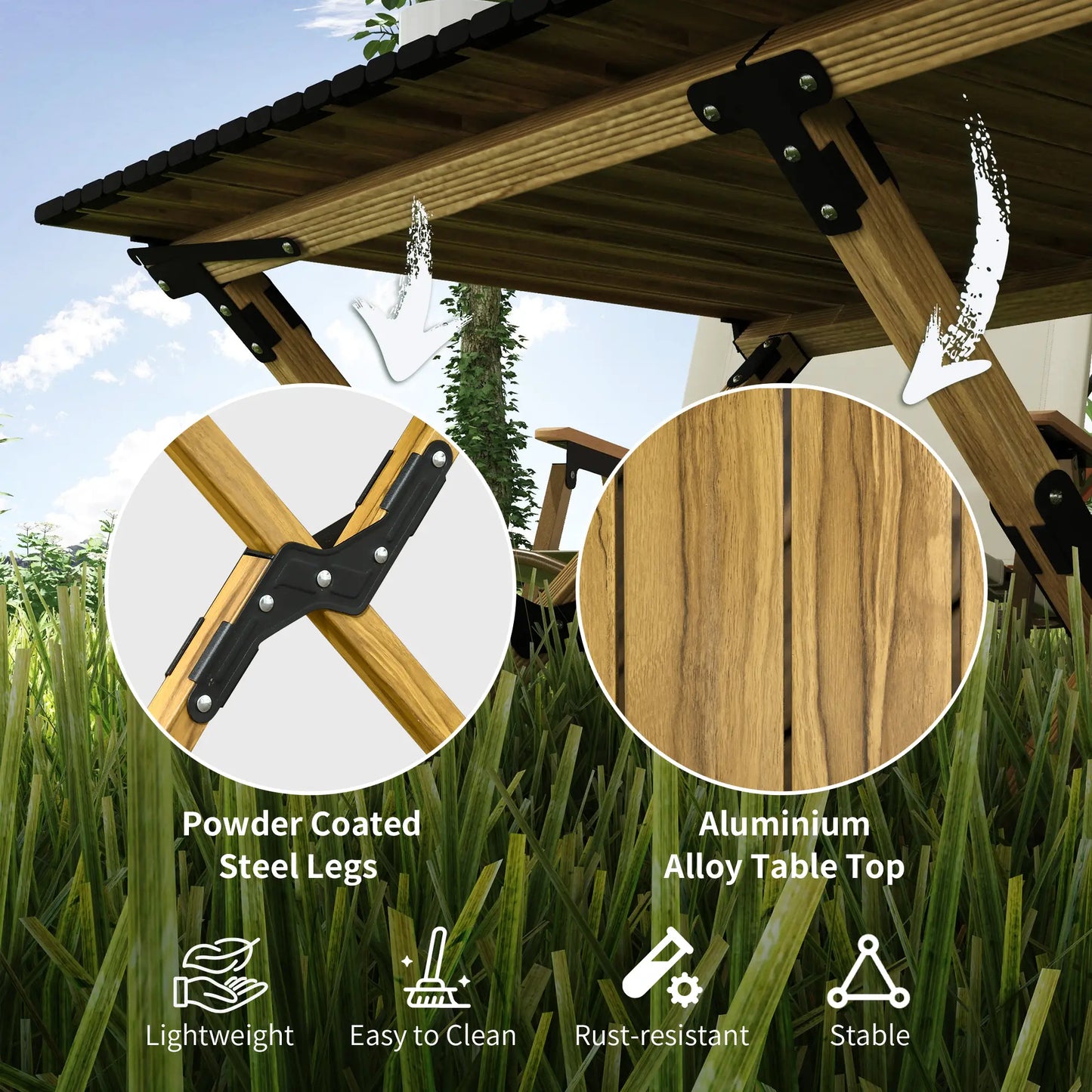 Folding Picnic Table, Portable Aluminum Camping Table, Natural Picnic Tables & Camping Chairs at Gallery Canada