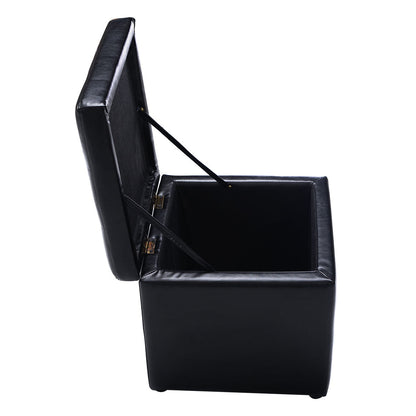 Foldable Cube Ottoman Pouffe Storage Seat, Black Ottomans at Gallery Canada