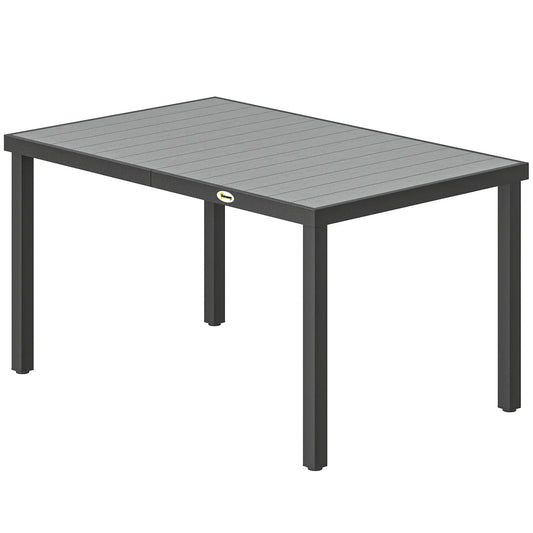 Rectangular Patio Table For 6, Wood-Plastic Composite Top, Steel Frame, Grey