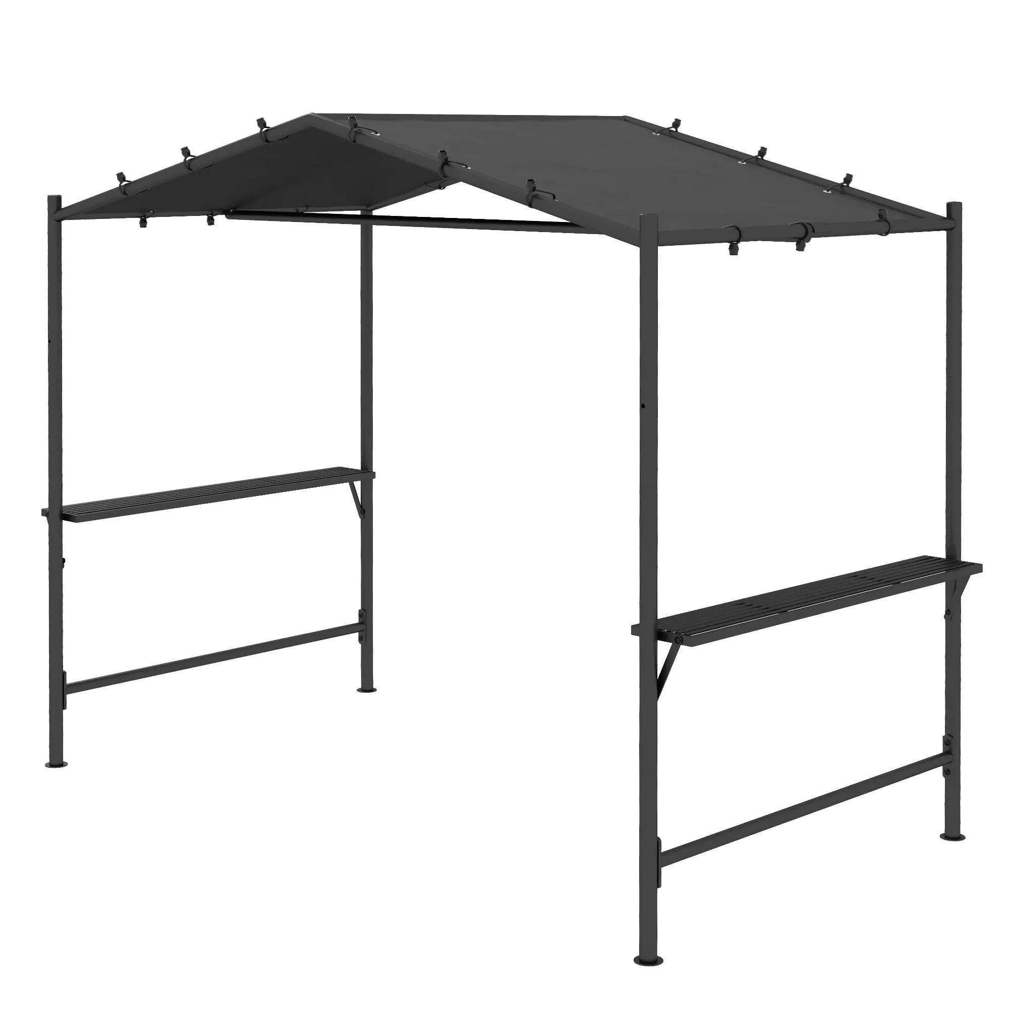 9' x 5' BBQ Grill Gazebo Tent, Steel Frame With Serving Shelves, Dark Grey BBQ Grill Gazebos Dark Grey at Gallery Canada