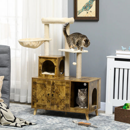 Litter Box Enclosure, Cat Tree Tower, Hidden Washroom Furniture, Rustic Brown Cat Litter Box Enclosures at Gallery Canada