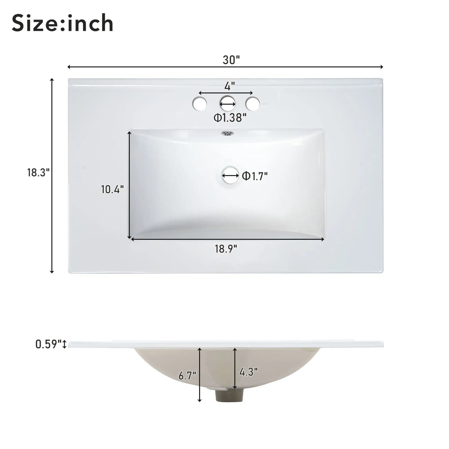 Bathroom Vanity with Sink, Solid Wood, Storage Cabinet, 30" L x 18" W x 34" H, Grey Sink Cabinets at Gallery Canada