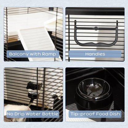 3-Tier Hamster Cage, Guinea Pig House, 31.5"x19"x23", Black Houses & Habitats at Gallery Canada