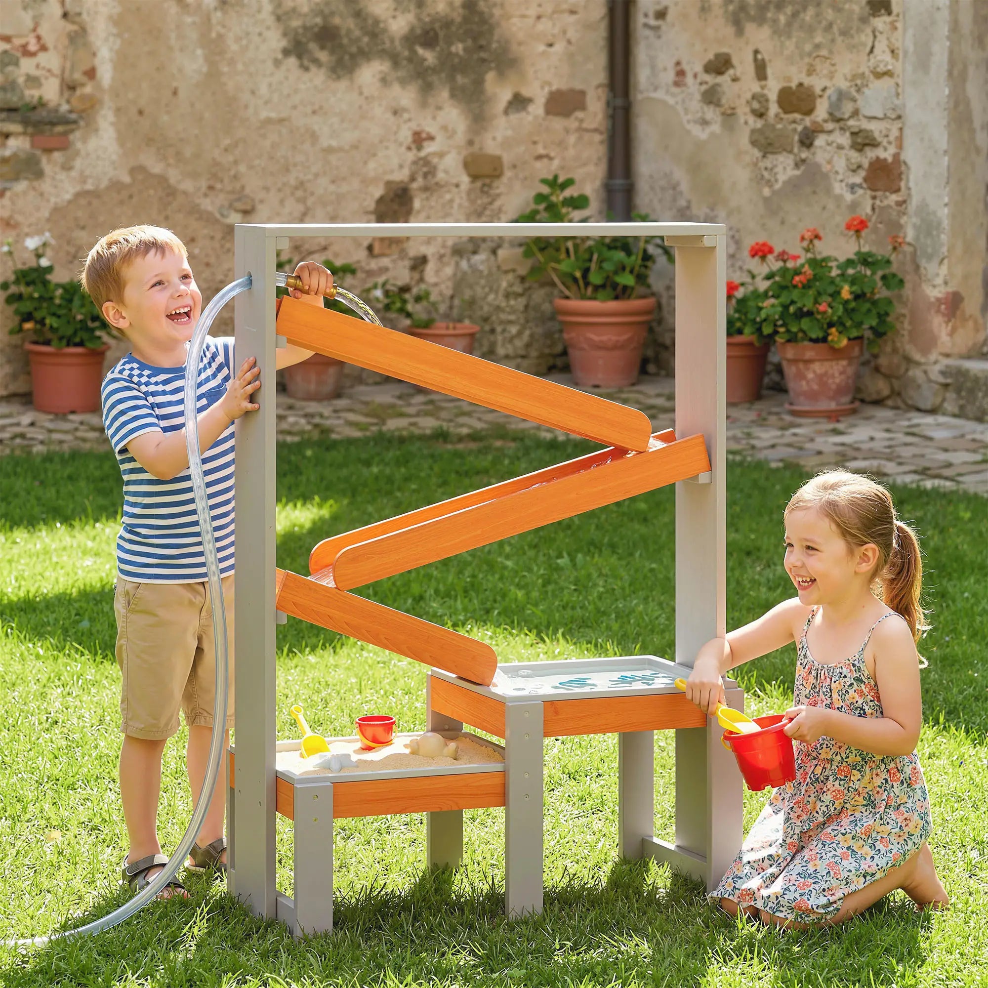 Wooden Sand And Water Table, Sensory Table With Waterway Track, Grey Sandboxes & Accessories at Gallery Canada