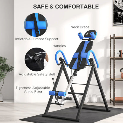 Folding Inversion Table, 20°/40°/60° Adjustable, with Safety Belt and Waist Pad for Back Pain Relief Strength Training Equipment at Gallery Canada