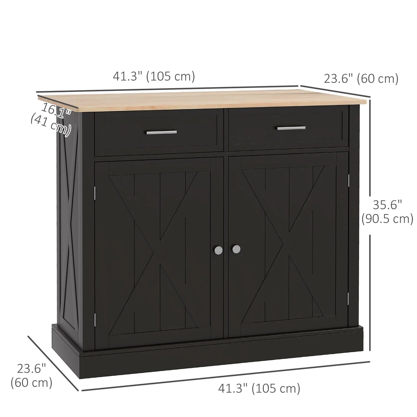 Kitchen Island with Drop Leaf, 2 Drawers, Adjustable Shelves, Black Kitchen Islands & Kitchen Carts at Gallery Canada