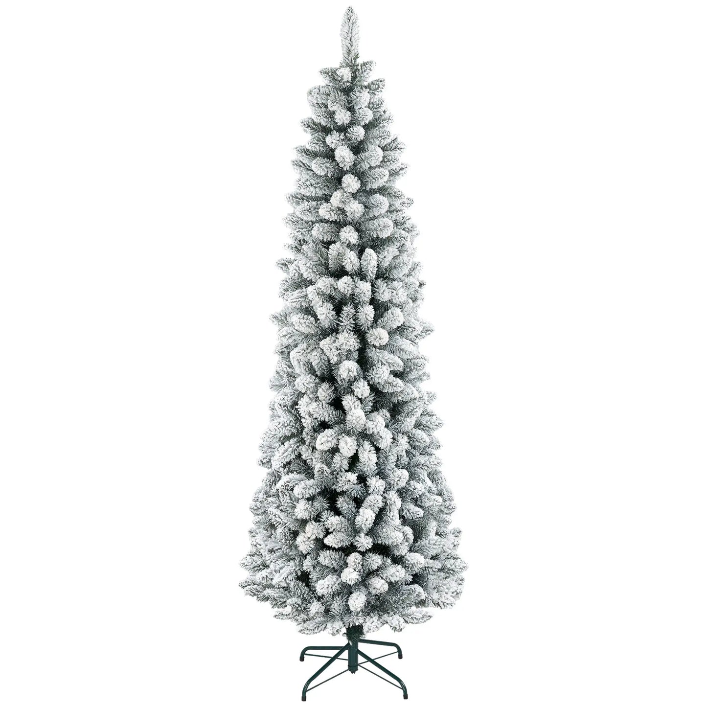 7ft Pencil Christmas Tree, Flocked, 687 Branch Tips, Metal Base Pencil Christmas Trees at Gallery Canada