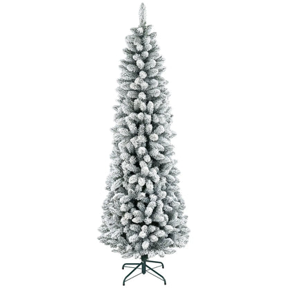 7ft Pencil Christmas Tree, Flocked, 687 Branch Tips, Metal Base Pencil Christmas Trees at Gallery Canada