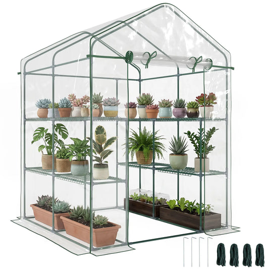 56" x 56" x 77" Walk-In Greenhouse, 8 Shelves, PVC Cover, Transparent Walk In Greenhouses Transparent at Gallery Canada