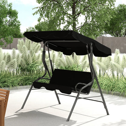 Outdoor Porch Swing, Adjustable Canopy, 3-Seater Patio Chair With Cushion, Black Porch Swings with Canopy at Gallery Canada