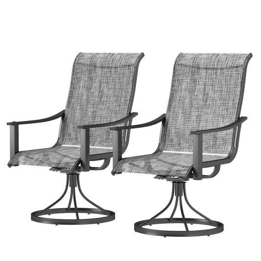 2 Rocking Swivel Patio Chairs, Mesh Outdoor Dining, High Back, Mixed Grey, Grey Bistro Sets Mixed Grey at Gallery Canada