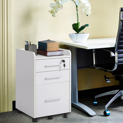 3 Drawer File Cabinet with Lock, Lockable on Wheels, Letter and A4 Size, White Office Cabinets & Cupboards at Gallery Canada